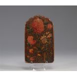 19th century Kadjar make-up box in polychrome lacquer with floral decoration