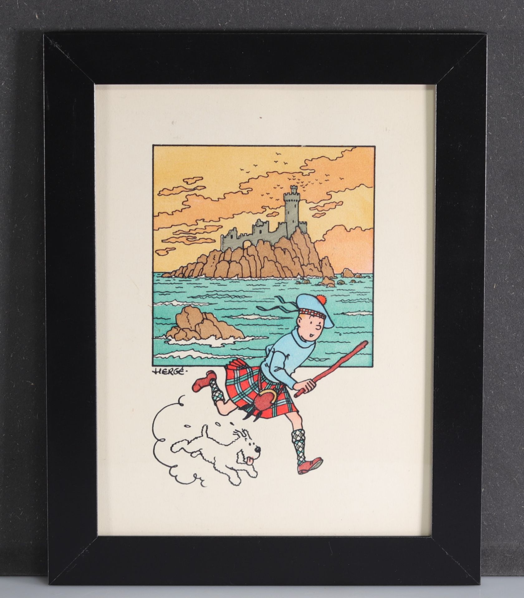 Tintin "The Black Island" watercolor print Studios Herge 1944 - Image 2 of 2