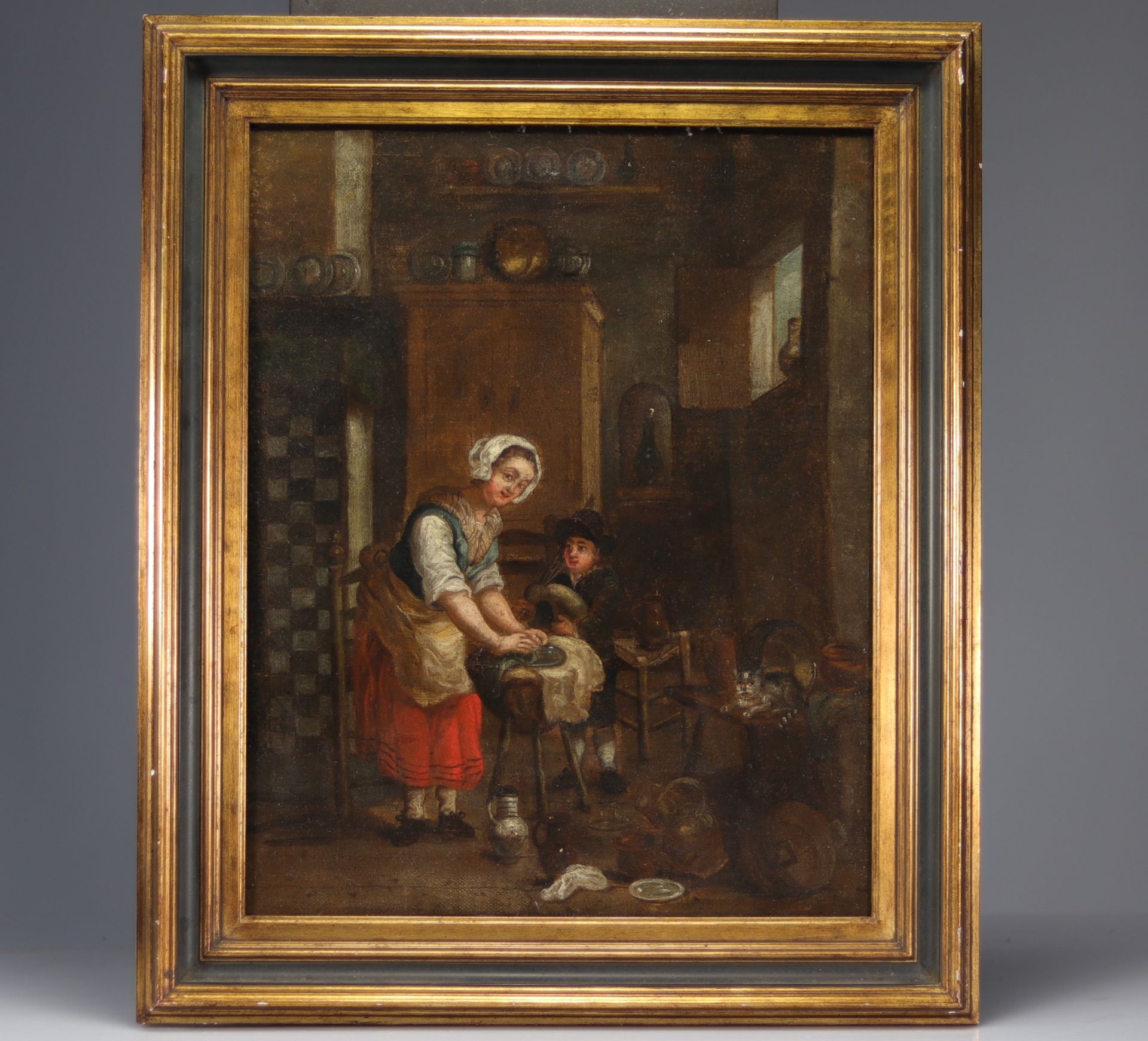 Oil on canvas 18th century "interior scene" - Bild 2 aus 2