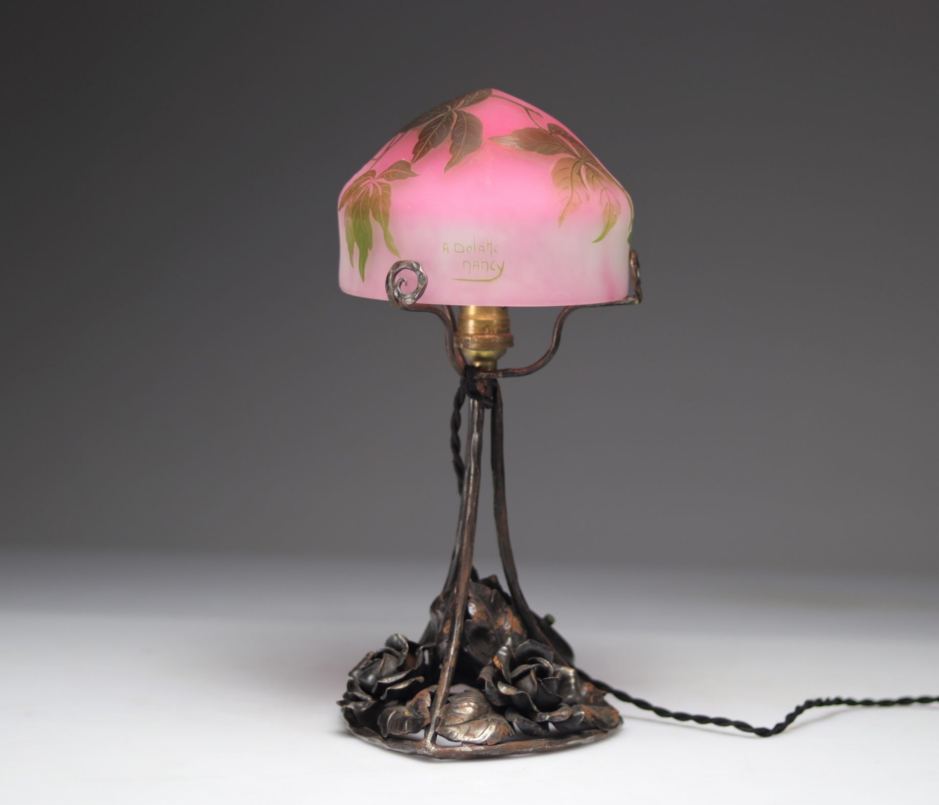 Delattre Nancy mushroom lamp with floral decoration