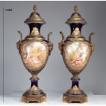 Monumental pair of Sevres vases with romantic decorations "offered to Princess Lamballe"