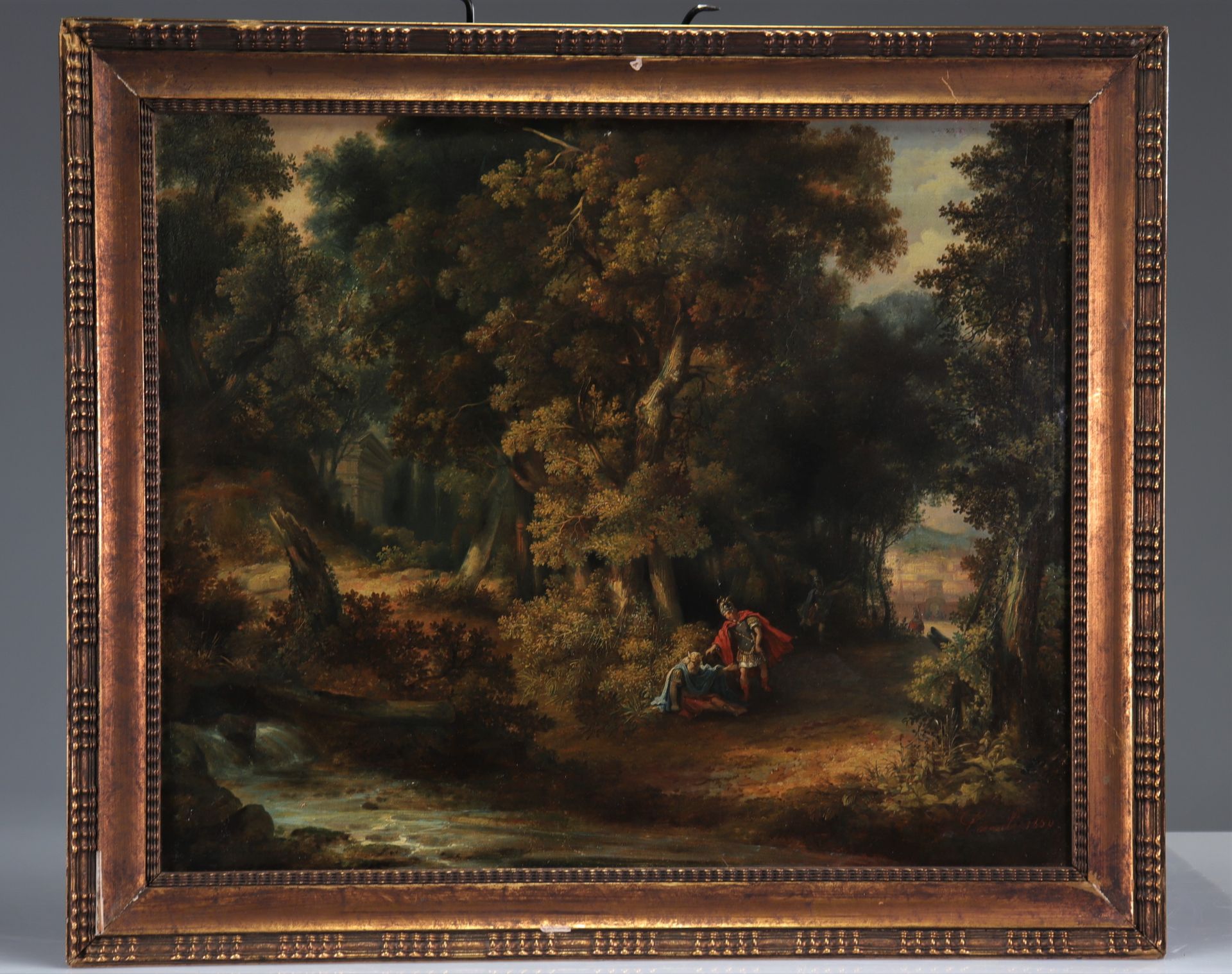 Oil on canvas "Roman scene in the forest" from 19th century - Image 2 of 2