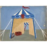 Felix LABISSE (1905-1982) gouache on paper, project for a theatre set "Marie's tent", signed "Labiss