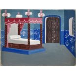 Felix LABISSE (1905-1982) gouache on paper, project for the set of a play "Marie's bedroom"