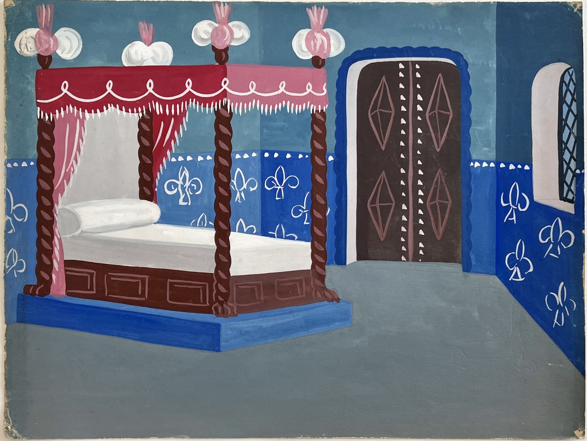 Felix LABISSE (1905-1982) gouache on paper, project for the set of a play "Marie's bedroom"