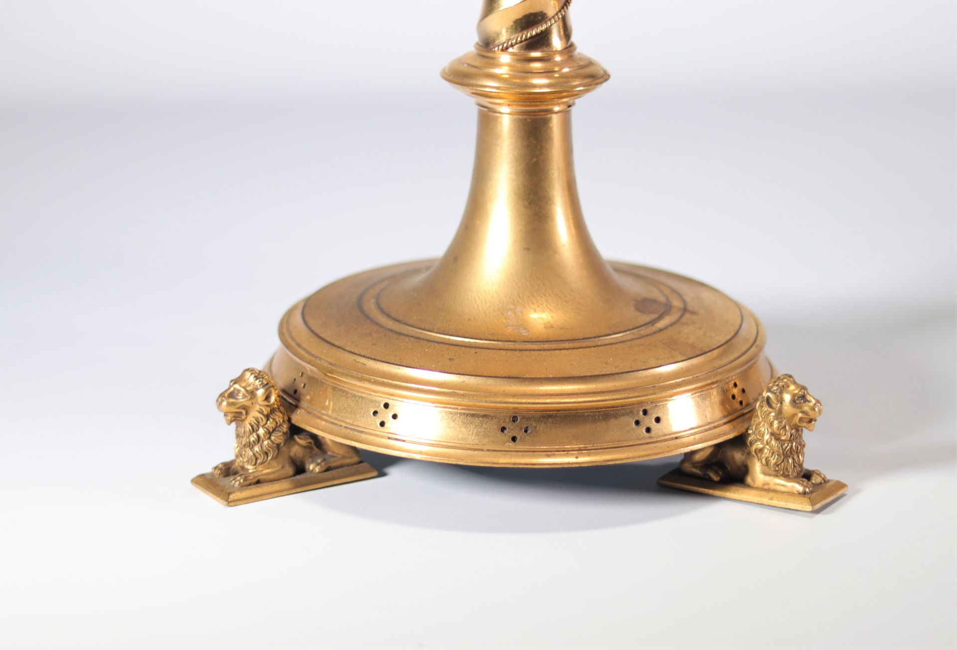 Pair of large candlesticks in gilded bronze - exceptional gilding - Image 3 of 3