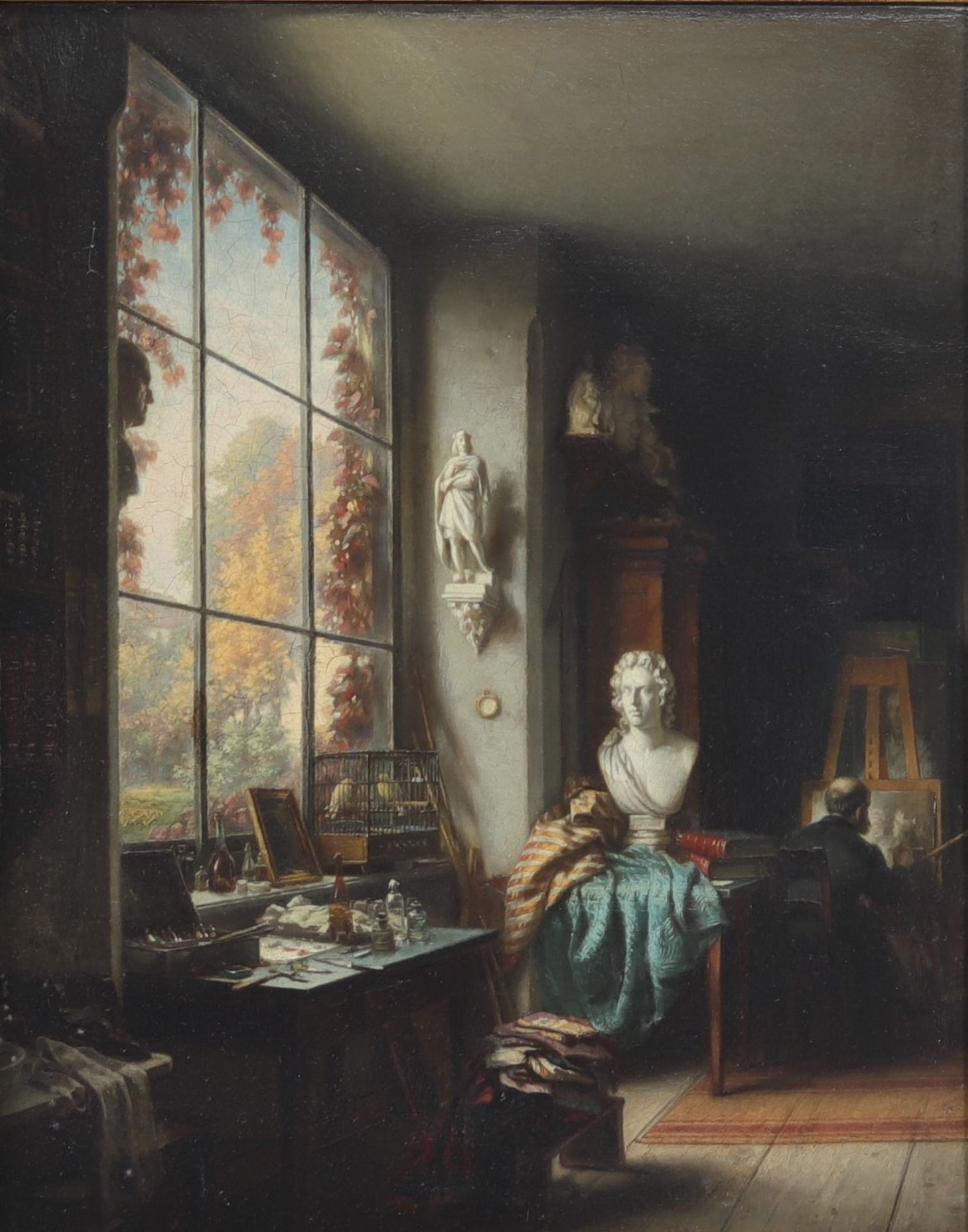 F. Pechtopf Oil on panel "The artist in his studio"