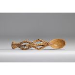 Antique Lega anthropomorphic bone spoon from Rep. Dem. Congo