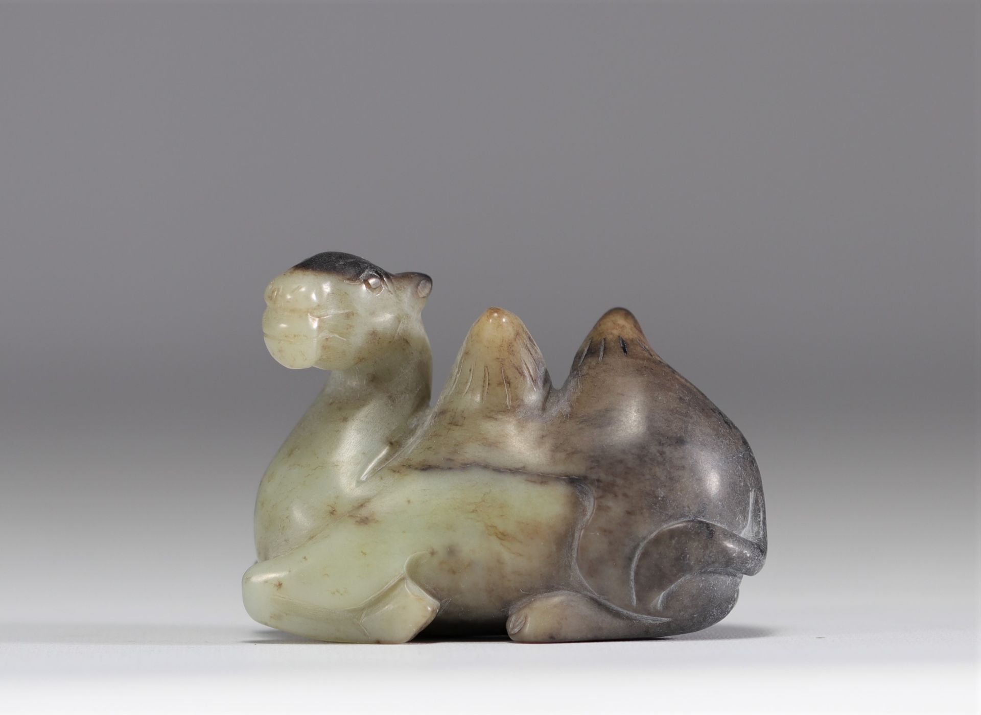 Green and black jade "camel" sculpture from the Qing period (æ¸…æœ)