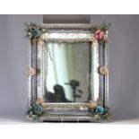 Rare Italian mirror decorated with leaves and flowers from 18th century