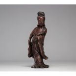 Guanyin carrying a carved wooden Ruyi sceptre from the Qing period (æ¸…æœ)