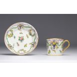 Porcelain "cup and saucer" decorated with multicoloured roses from Tournai (Belgium)