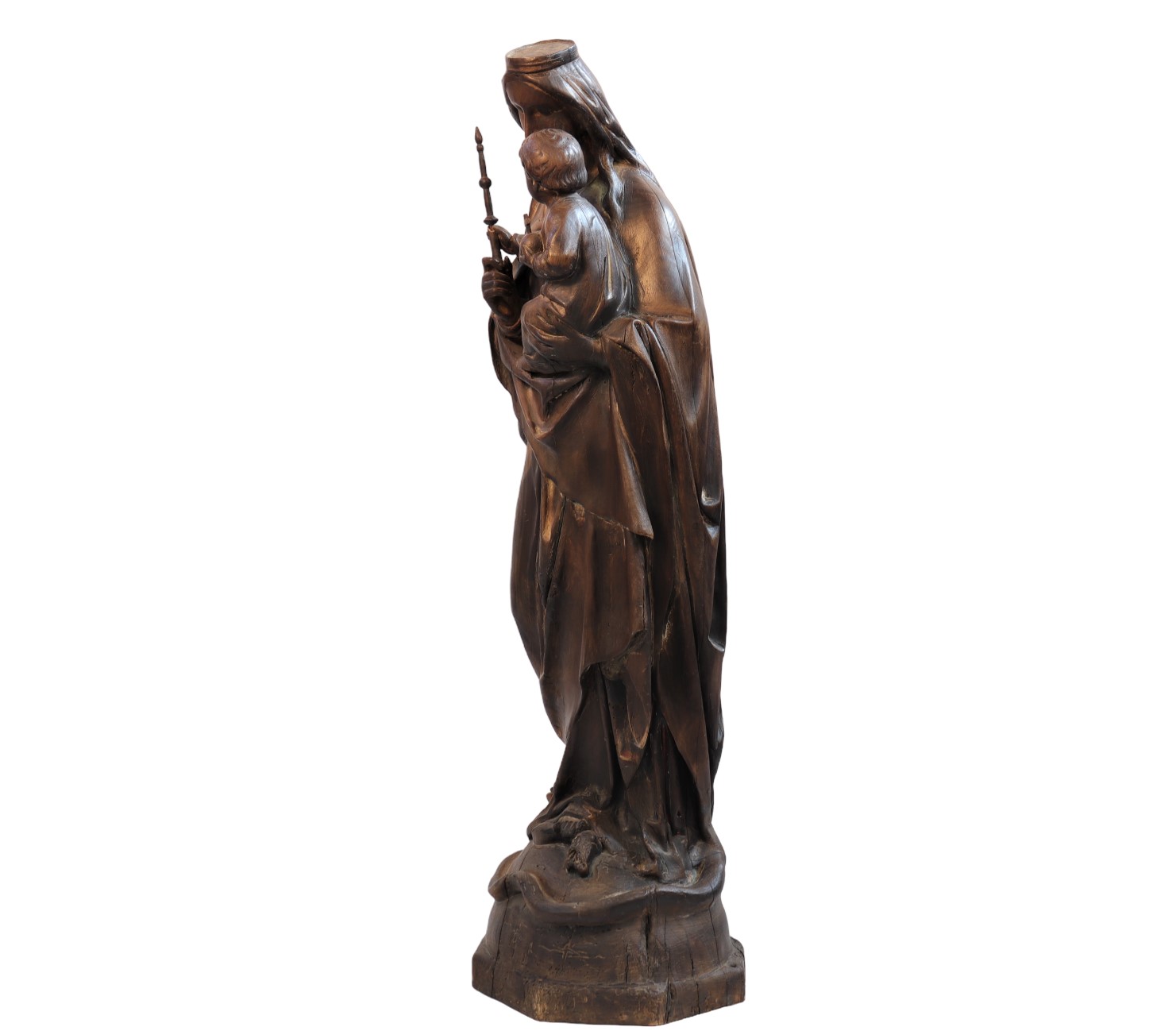 Imposing Virgin and Child in carved wood from 18th century - Image 4 of 5