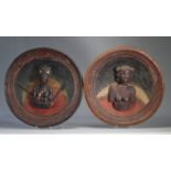 Pair of carved panels colonial period Madagascar. Ex coll J.Y. COUE - inscription on the back