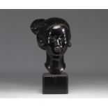 Bronze head of a young woman Chinese signature early 20th century work