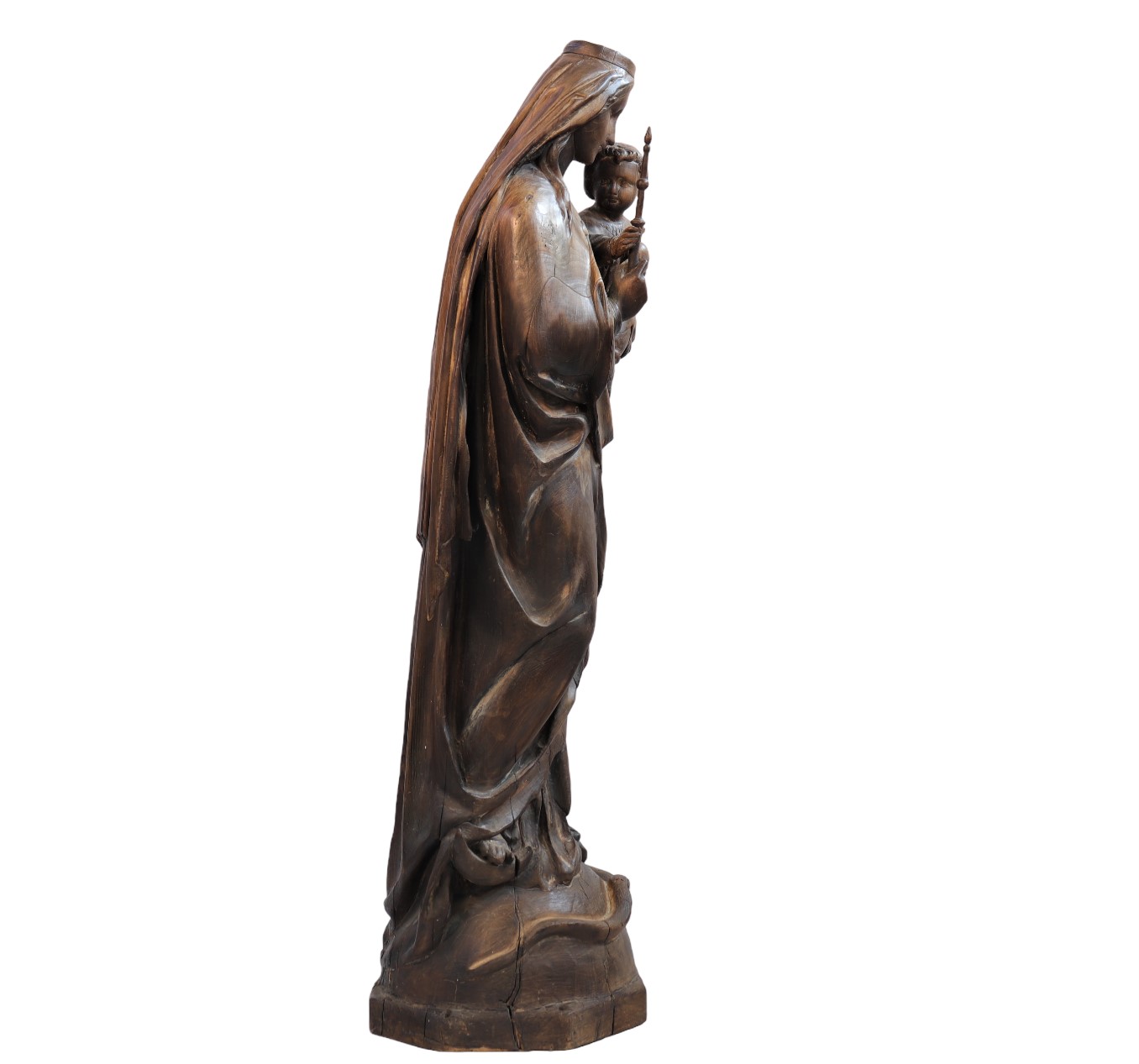Imposing Virgin and Child in carved wood from 18th century - Image 2 of 5