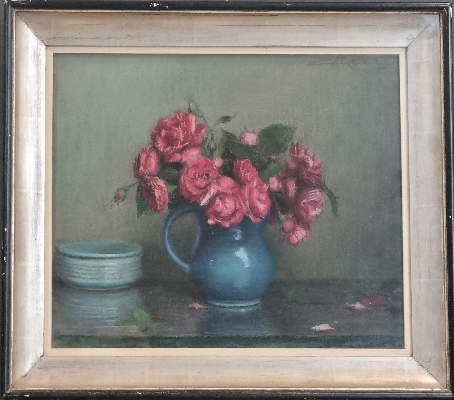 Edouard MASSON (1881-1950) Pastel "bouquet of roses"