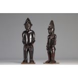 Pair of finely carved ancient Senoufo statues from Cote d'Ivoire