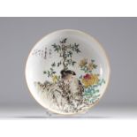 A qianjiang cai porcelain plate decorated with birds and the artist's signature