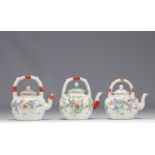 (3) Famille Rose porcelain teapots decorated with figures