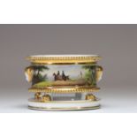 Porcelain inkwell with painted horses and riders from Paris early 19th century