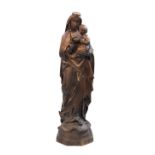 Imposing Virgin and Child in carved wood from 18th century