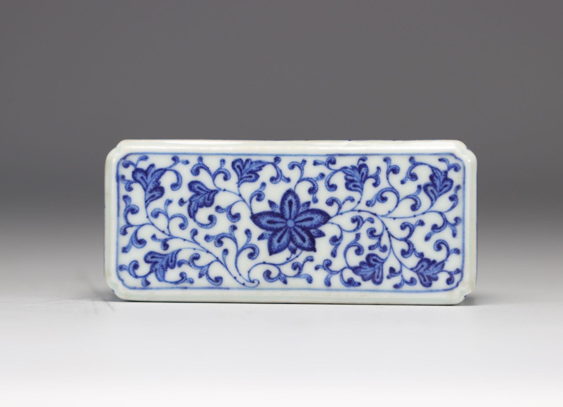 Porcelain cricket box in white and blue Qianlong brand - Image 3 of 4