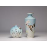 (2) Porcelain vases from Japan decorated with flying birds