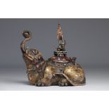 perfume burner in Polychrome bronze in the shape of an elephant