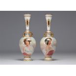 Pair of porcelain vases with portraits of young women from Austria from 19th century