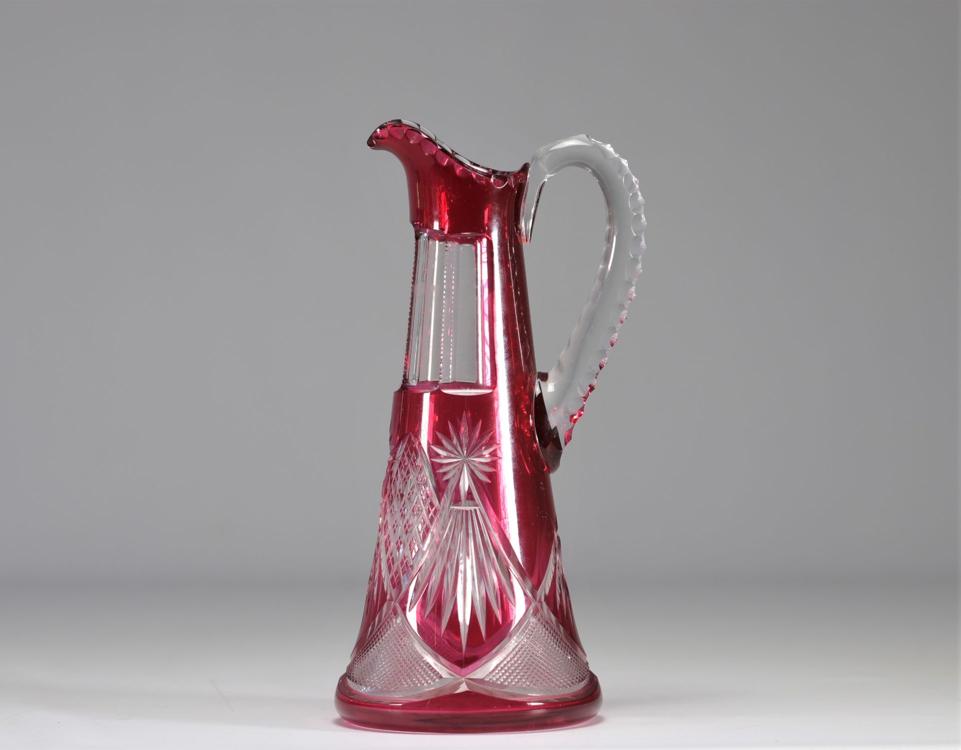 Val Saint Lambert red carved water jug - Image 4 of 4