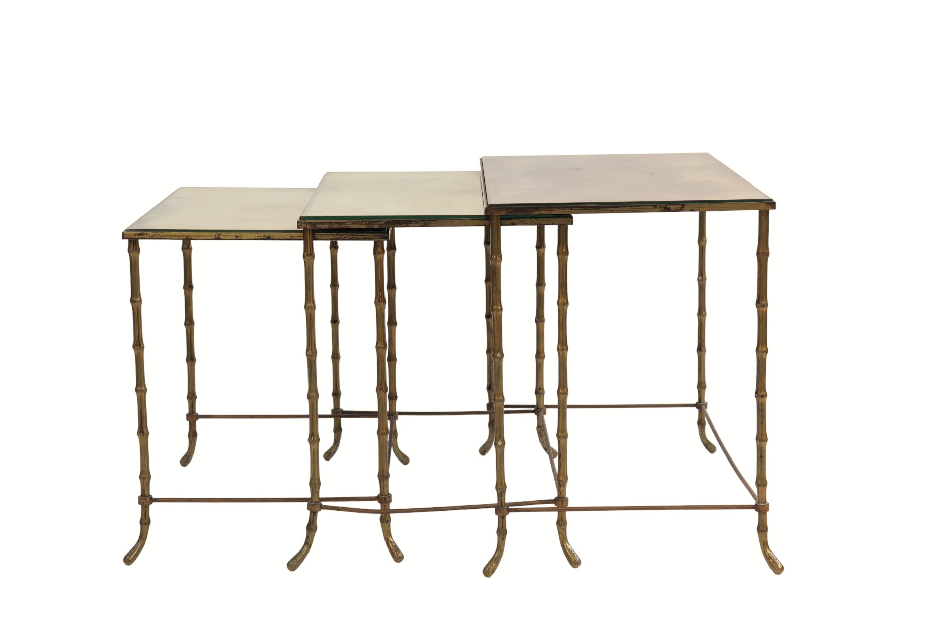 MAISON BAGUES, Set of three nesting tables with bamboo legs. - Bild 2 aus 2