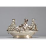 Art Nouveau cup young women in silvered bronze 1900