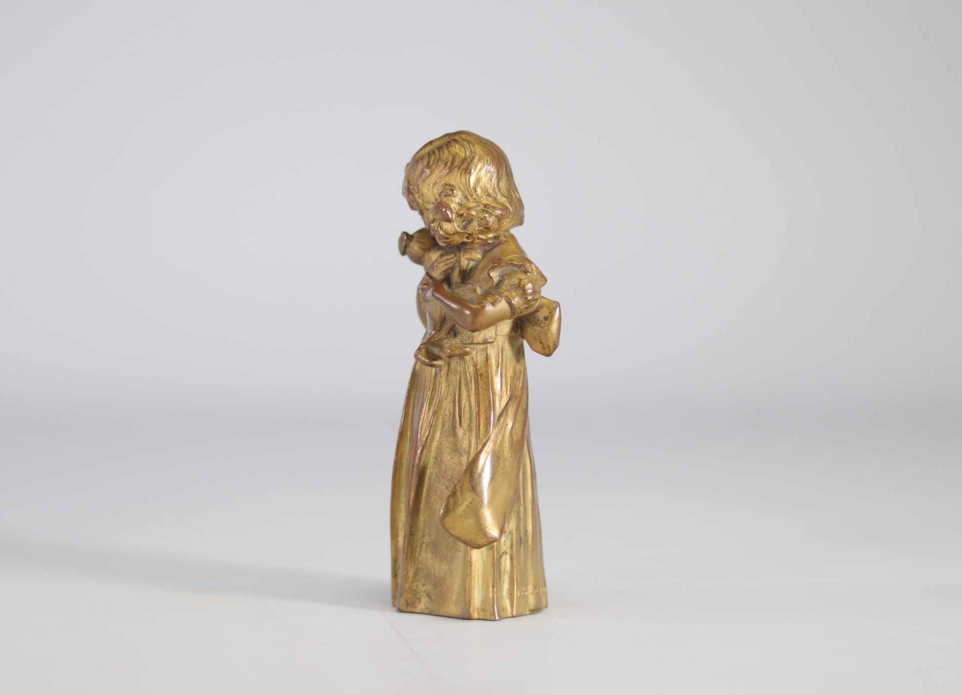 Leo LAPORTE-BLAIRSY (1867-1923) bronze seal of a little girl with her doll from Paris foundry - Image 3 of 6