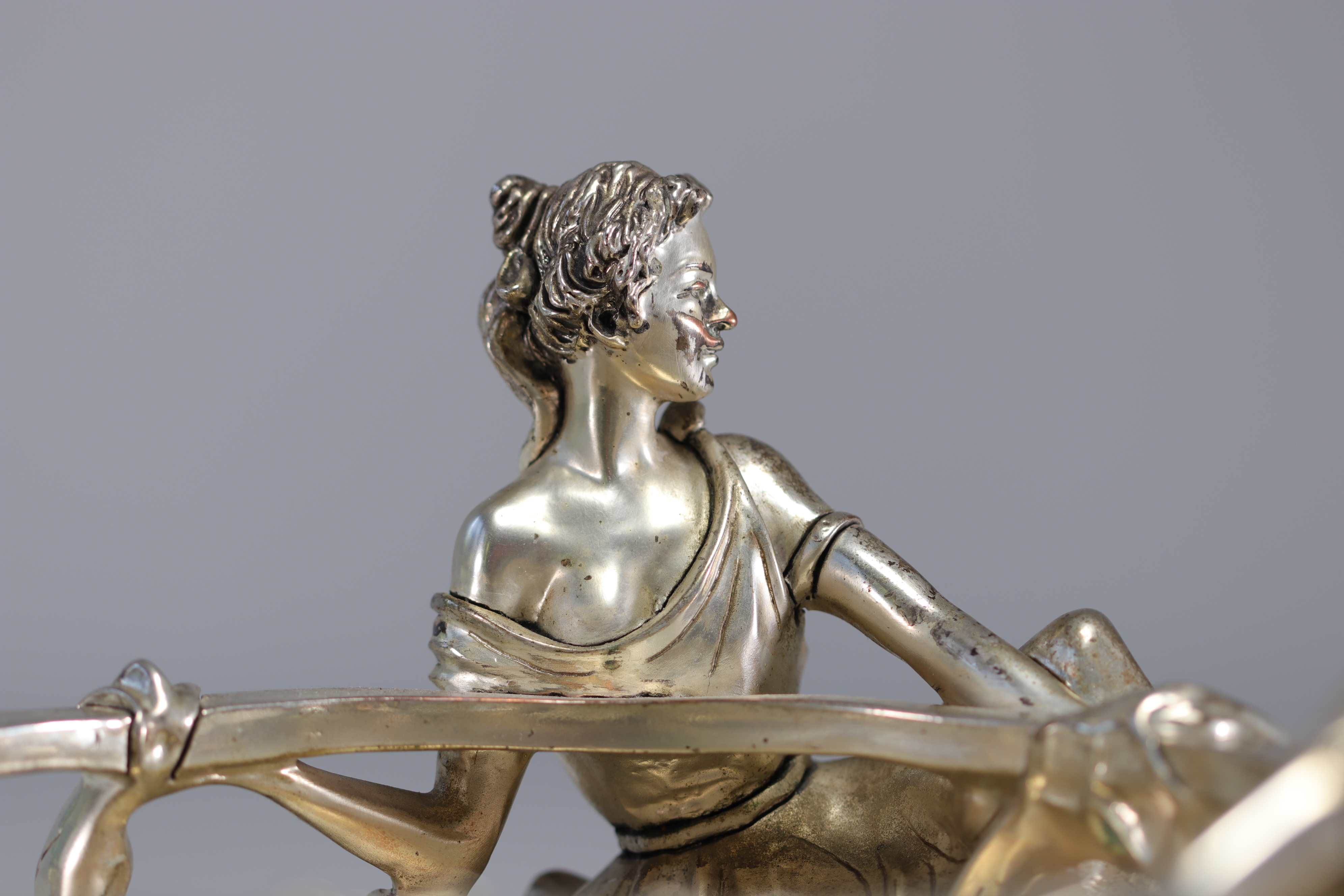 Art Nouveau cup young women in silvered bronze 1900 - Image 7 of 8