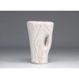 Mado JOLAIN (1921 - 2019) Glazed earthenware pitcher with openwork handle. Monogrammed hollow under