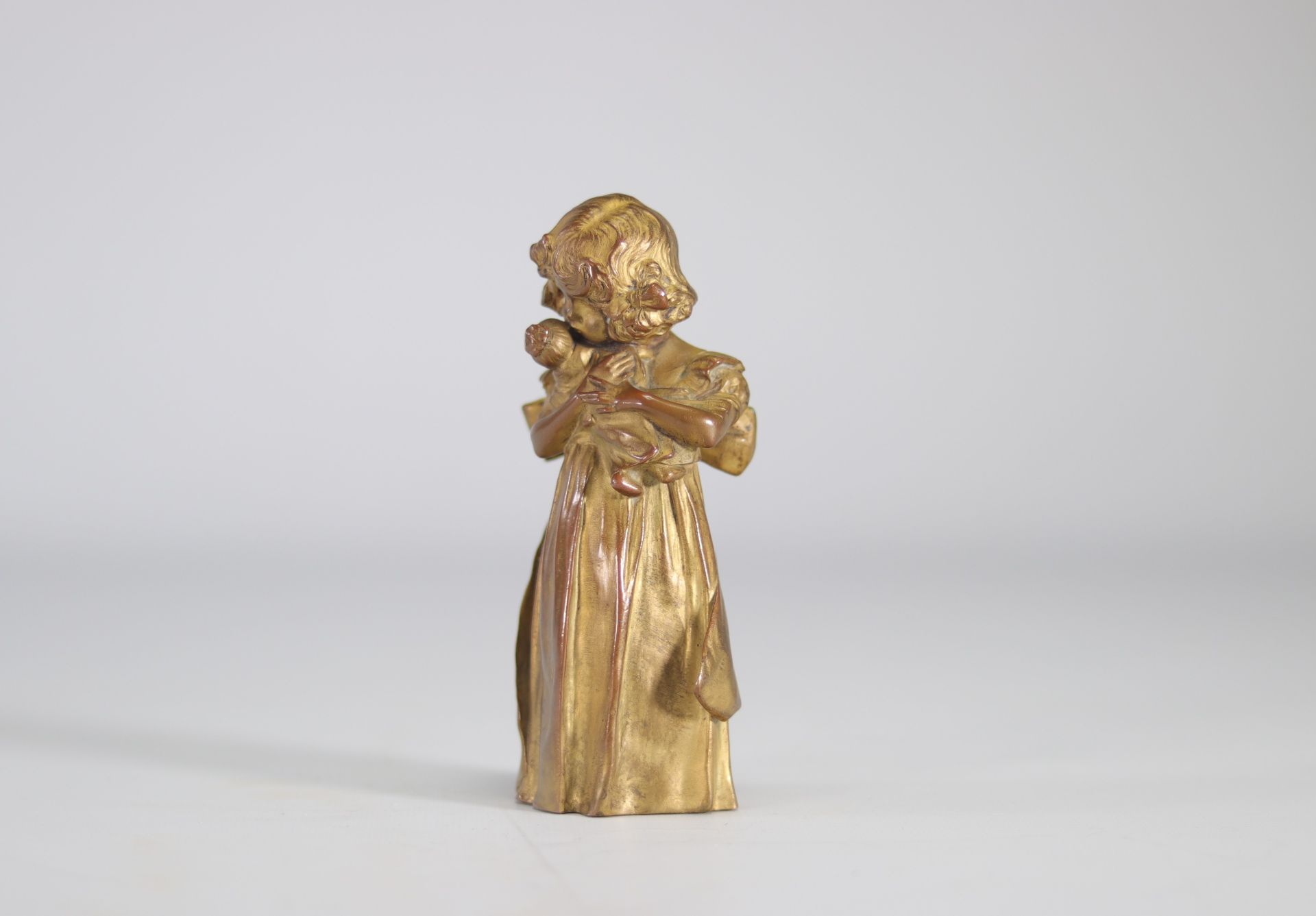 Leo LAPORTE-BLAIRSY (1867-1923) bronze seal of a little girl with her doll from Paris foundry - Image 4 of 6