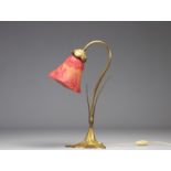 Art Nouveau bronze lamp bobeche Daum Nancy orange