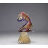 Murano sculpture young naked woman with inclusion of colors and gold