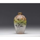 Daum Nancy bottle cleared with acid decorated with flowers "missing the cork"
