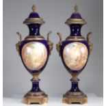 Monumental pair of Sevres vases with romantic decorations "offered to Princess Lamballe"
