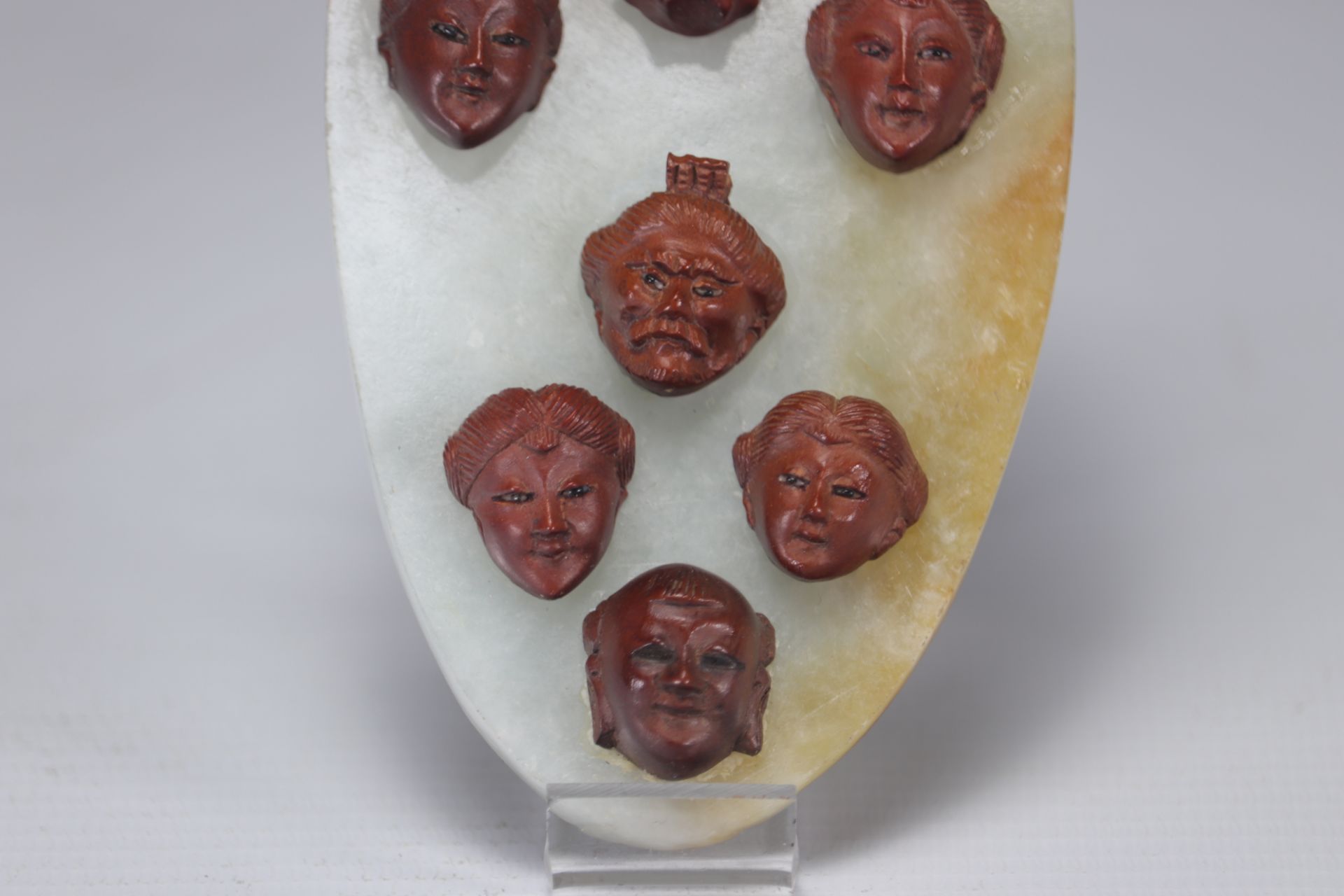 Japan Meiji miniature wooden heads - Image 3 of 3