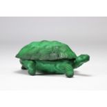 Glass turtle imitating malachite