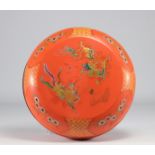 Large covered box in Fuzhou lacquer with phoenix decoration