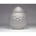Large satin white geometric Art Deco vase signed OREOR