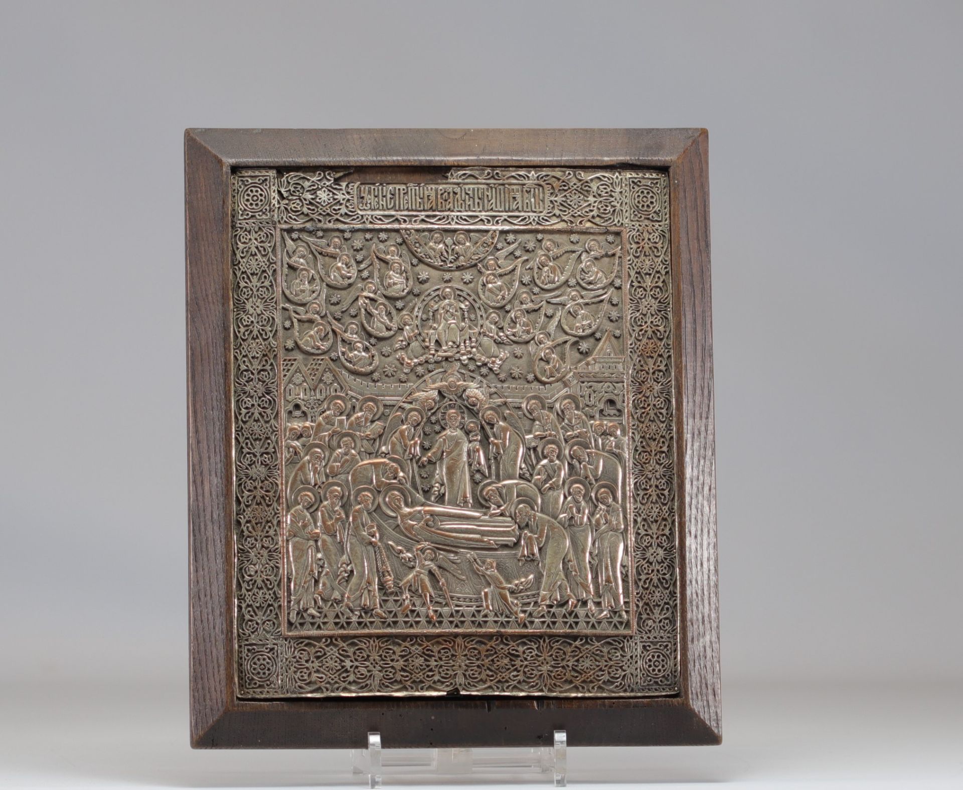 Silver icon with bas-relief decoration