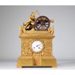 Rare clock representing Napoleon at the battle of Montereau with his cannon, surrounded by two eagle