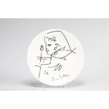 Jean COCTEAU (1889-1963) profile Limoges porcelain plate (France)