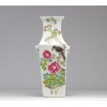 Qianjiang cai porcelain vase decorated with artist's signature bird and flowers