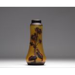 Acid-etched vase decorated with flowers